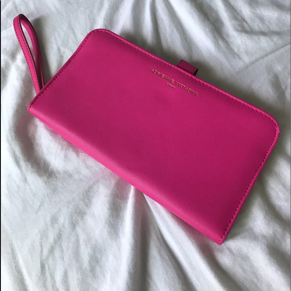 Adrienne Vittadini oversized bright pink wristlet